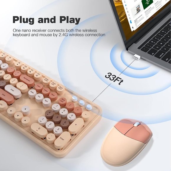 Wireless Keyboard and Mouse Combo 104 Keys Full-Sized 2.4 GHz Colorful Keyboard - Picture 2 of 15